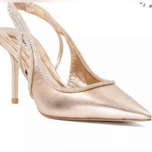 Dune Elegant Gold Stiletto Heels With Adorned With Crystal Beading